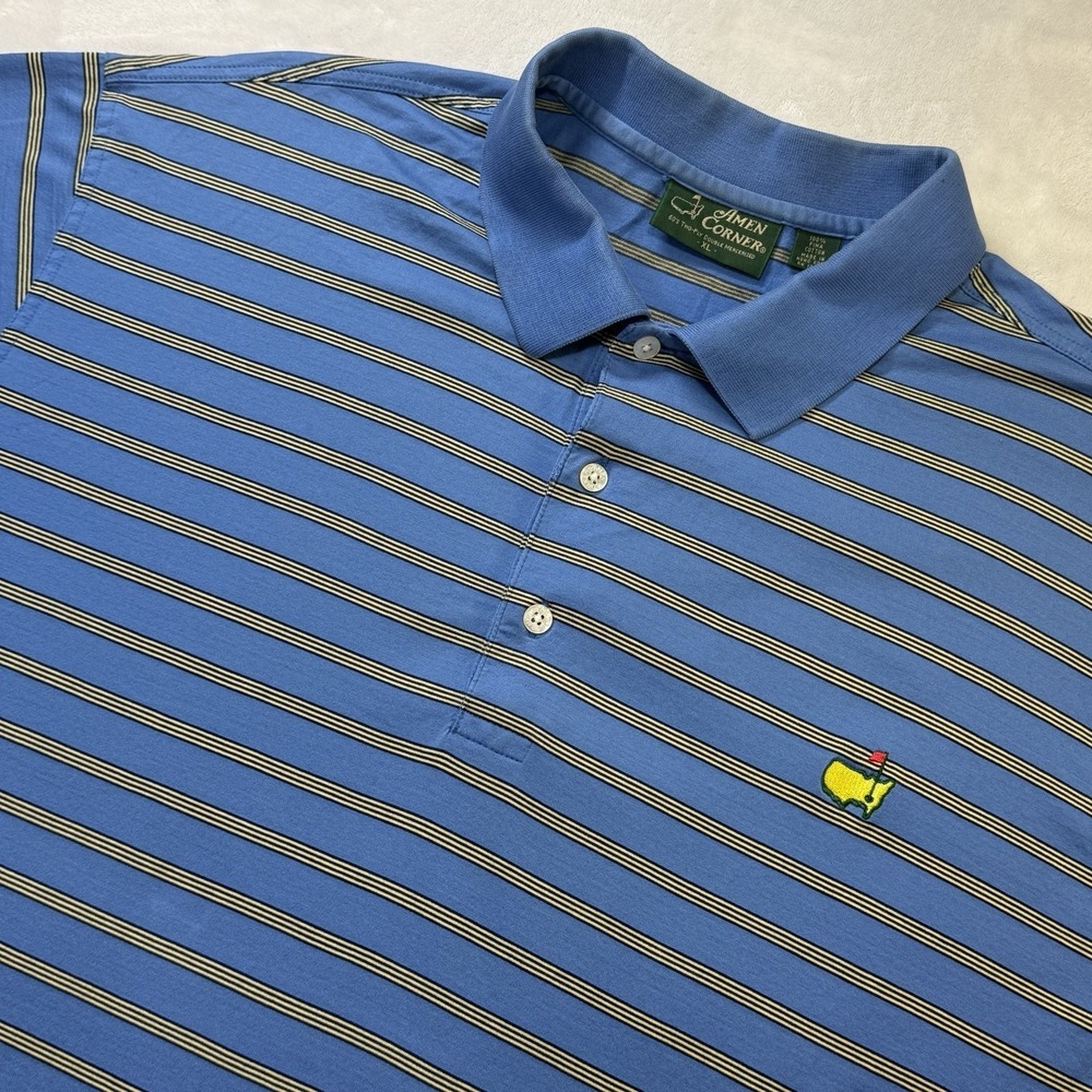Vintage Masters Amen Corner Polo Shirt XL Blue Striped Golf Augusta